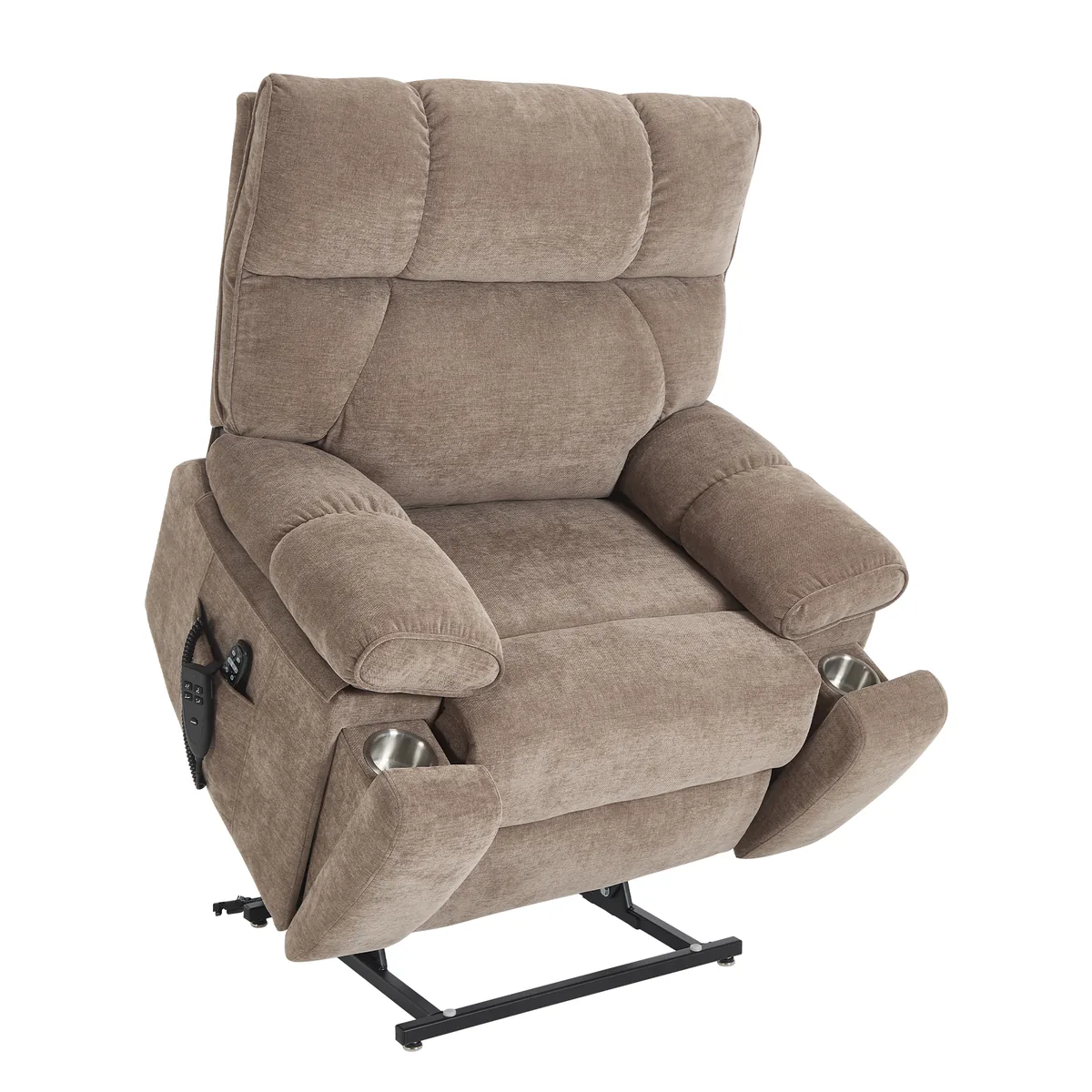 RHHVVR Lay Flat Power Lift Recliner Chair - Chenille Brown - image 1
