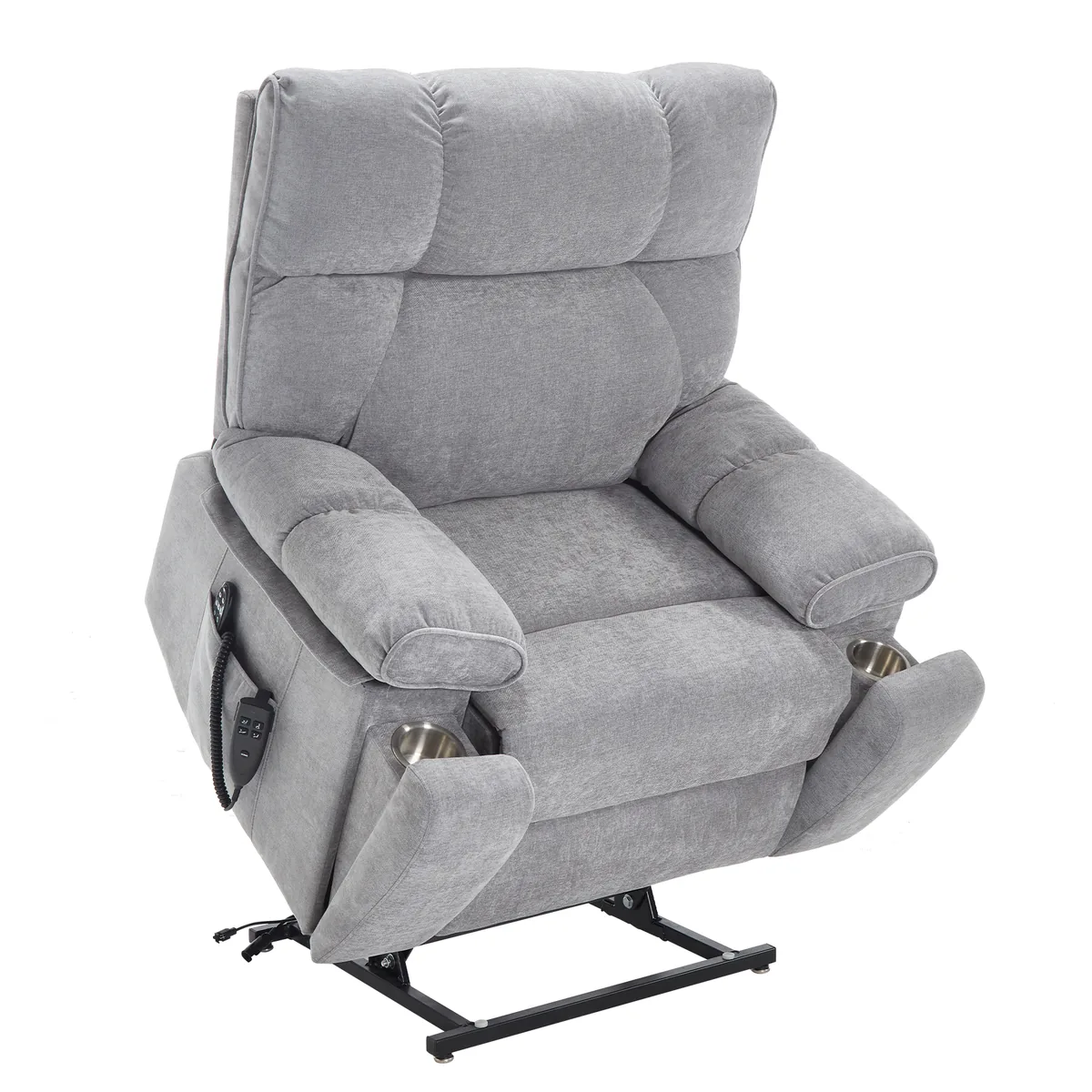 RHHVVR Lay Flat Power Lift Recliner Chair - Chenille Gray - image 1