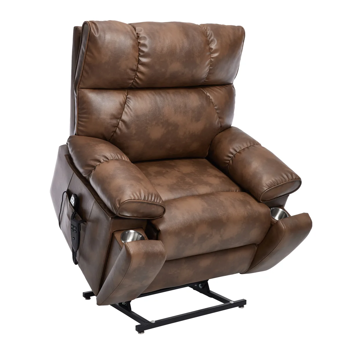 RHHVVR Lay Flat Power Lift Recliner Chair - Faux Leather Caramel - image 1