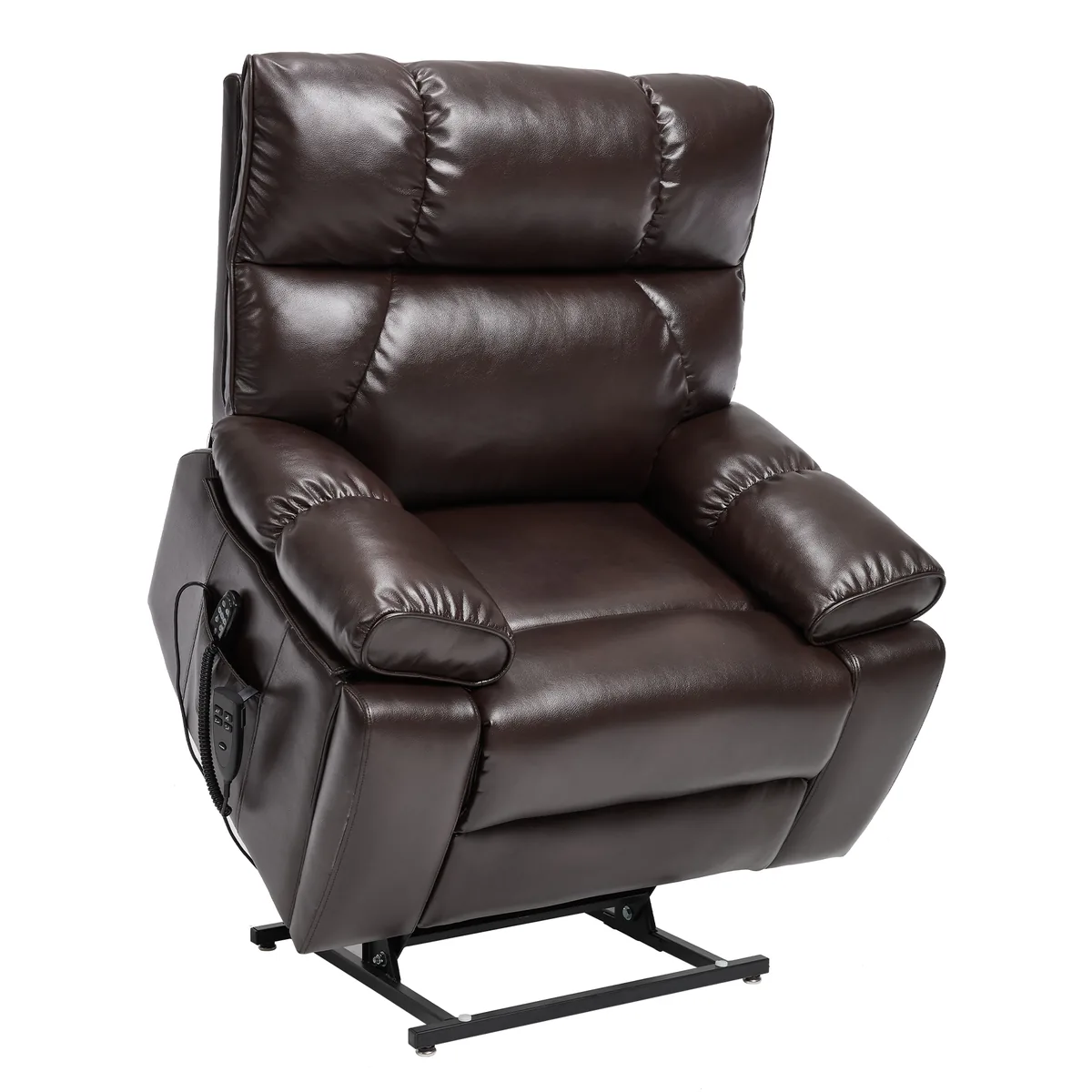 RHHVVR Lay Flat Power Lift Recliner Chair - Faux Leather Brown - image 1