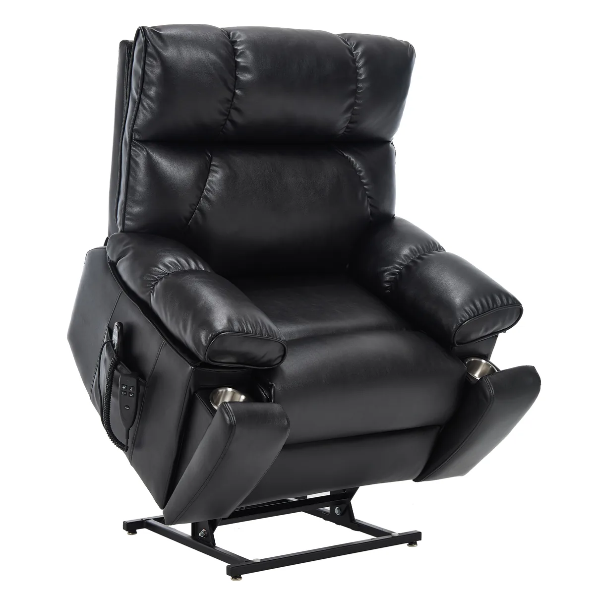 RHHVVR Lay Flat Power Lift Recliner Chair - Faux Leather Black - image 1