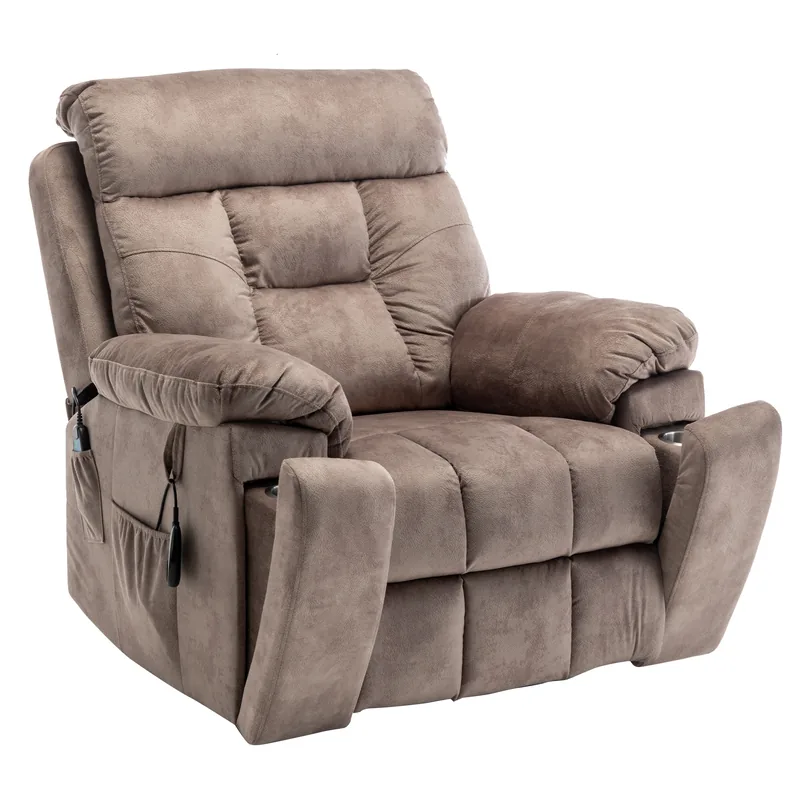RHHVVR 26 inch velvet power lift recliner in light brown
