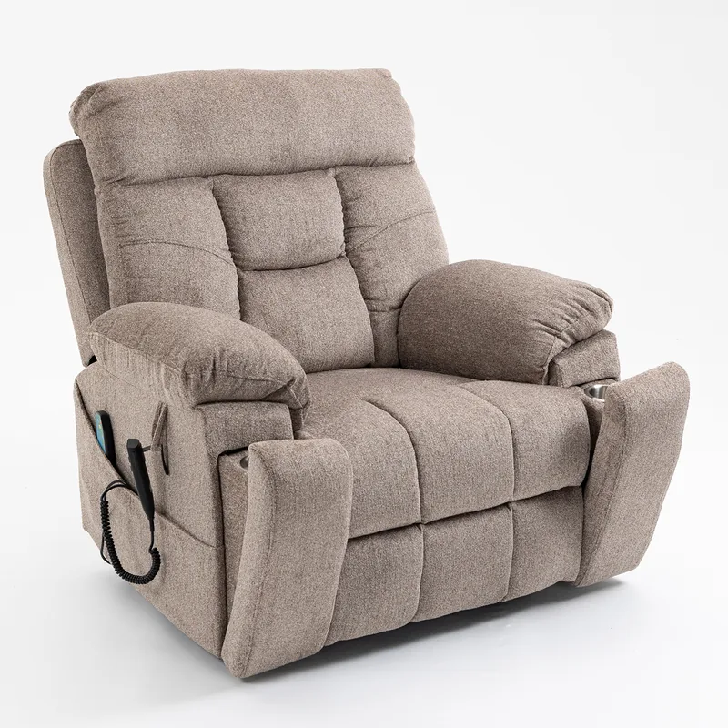 RHHVVR 26 inch dual motor chenille lift recliner in light brown