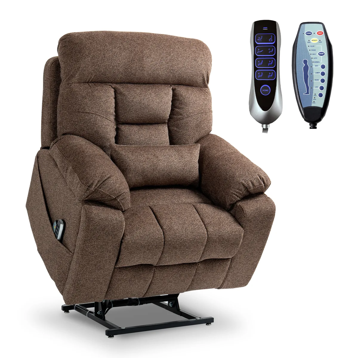 RHHVVR Lay Flat Power Lift Recliner Chair - 25.5" Velvet Brown - image 1