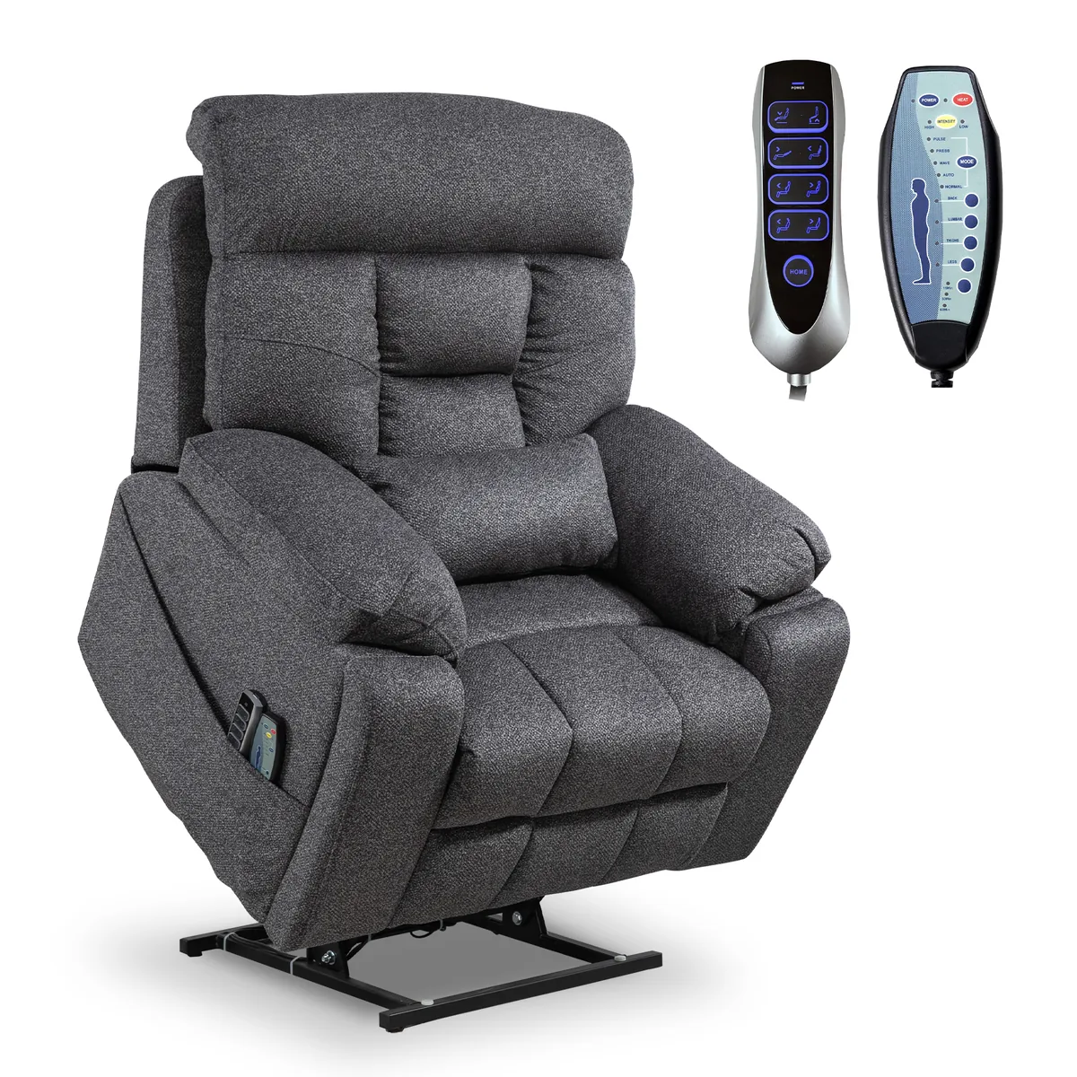 RHHVVR Lay Flat Power Lift Recliner Chair - 25.5" Velvet Grey - image 1