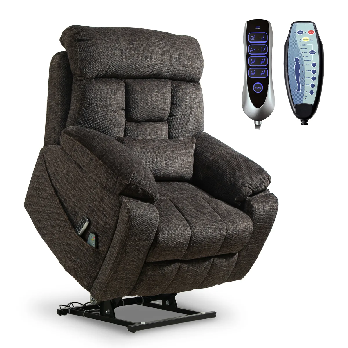 RHHVVR Lay Flat Power Lift Recliner Chair - 25.5" Chenille Dark Grey - image 1