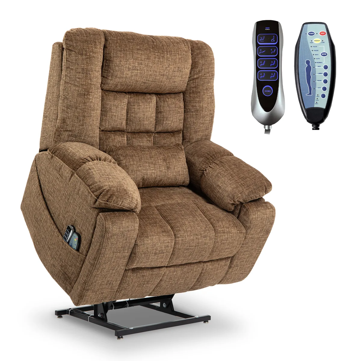 RHHVVR Lay Flat Power Lift Recliner Chair - 27" Chenille Caramel - image 1